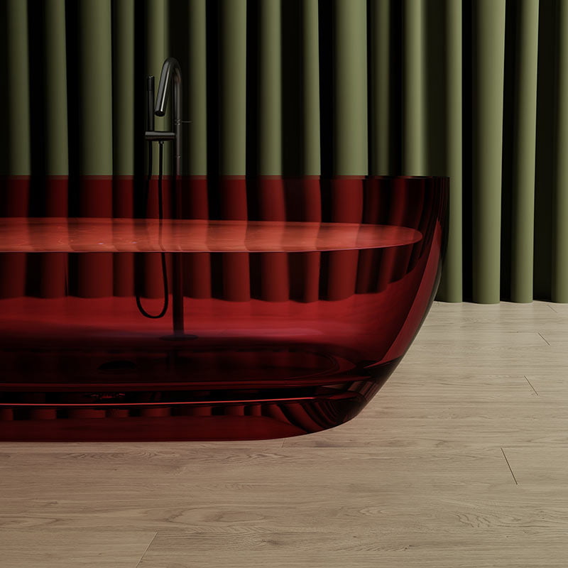 Cada de baie, freestanding, 1500x720x550, din rasina, ovala, rosu transparent, MonBlari