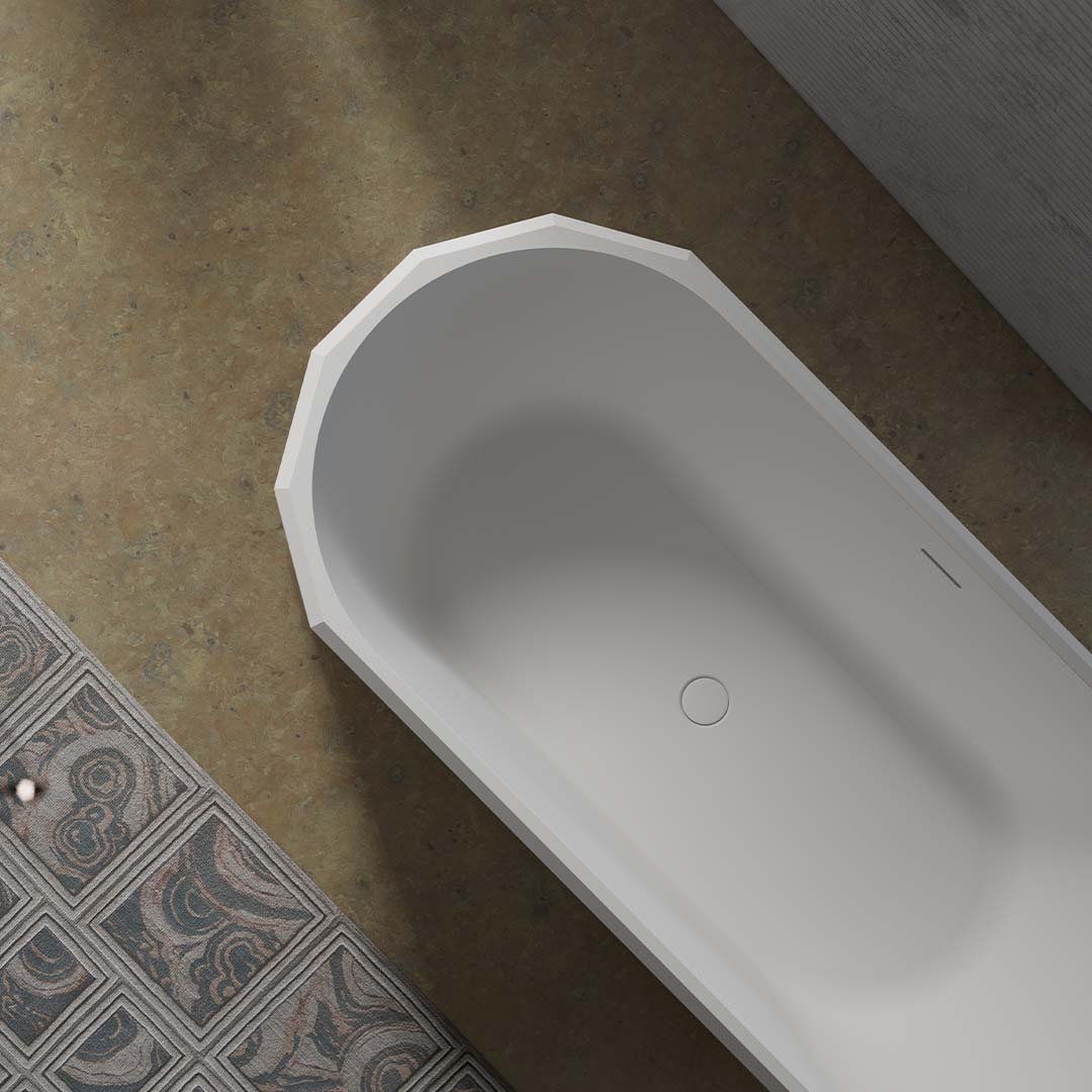Cada de baie, freestanding, 1500x750x550 mm, alb mat, compozit, forma ovala, MonBlari Beryl