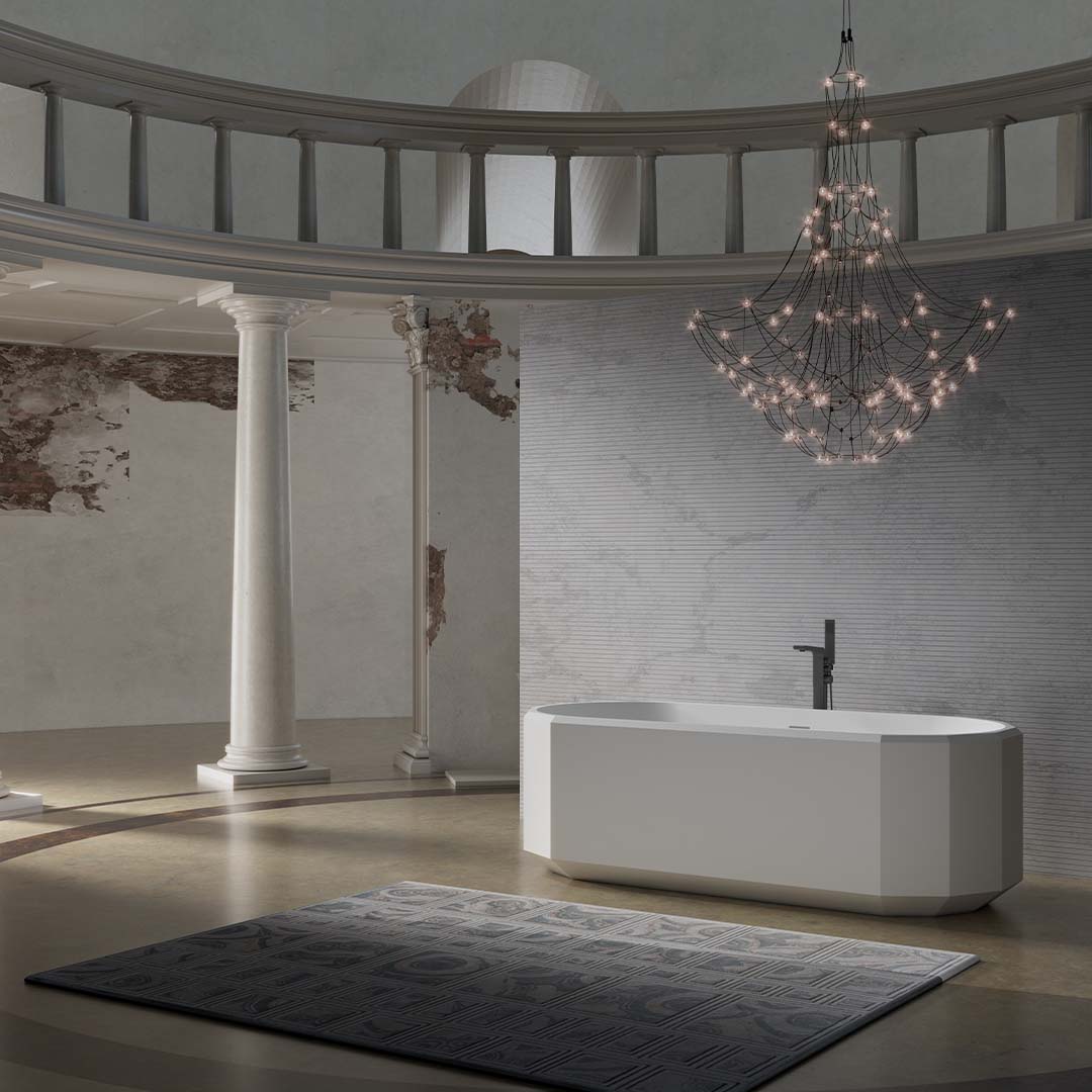 Cada de baie, freestanding, 1500x750x550 mm, alb mat, compozit, forma ovala, MonBlari Beryl