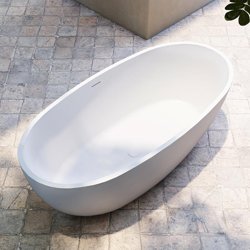 Cada de baie, freestanding, 1500x750x580 mm, din compozit, oval, alb, MonBlari