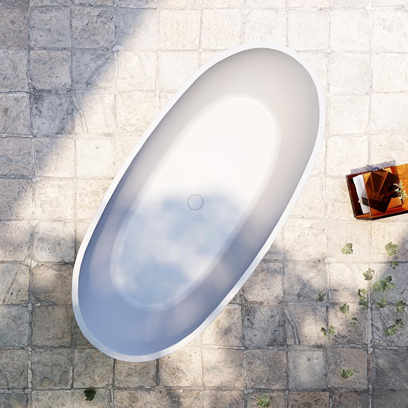 Cada de baie, freestanding, 1500x750x580 mm, din compozit, oval, alb, MonBlari