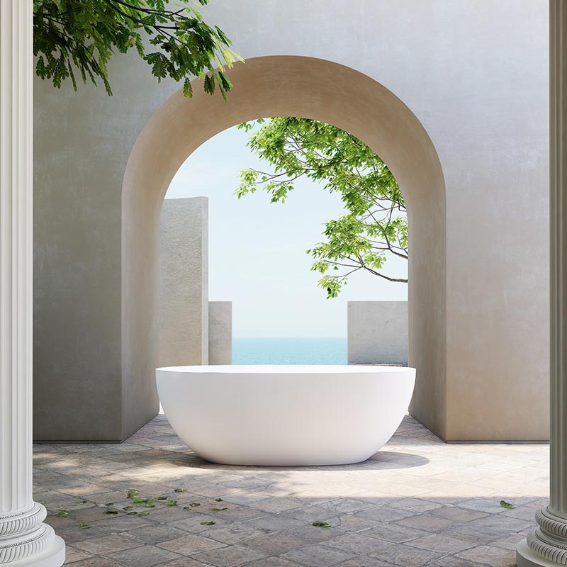 Cada de baie, freestanding, 1500x750x580 mm, din compozit, oval, alb, MonBlari