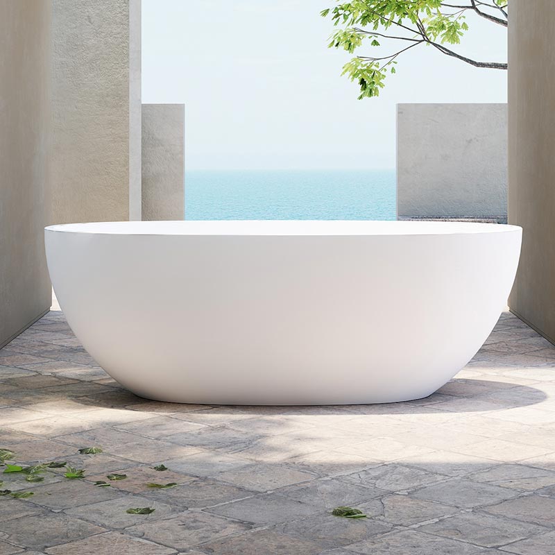 Cada de baie, freestanding, 1500x750x580 mm, din compozit, oval, alb, MonBlari