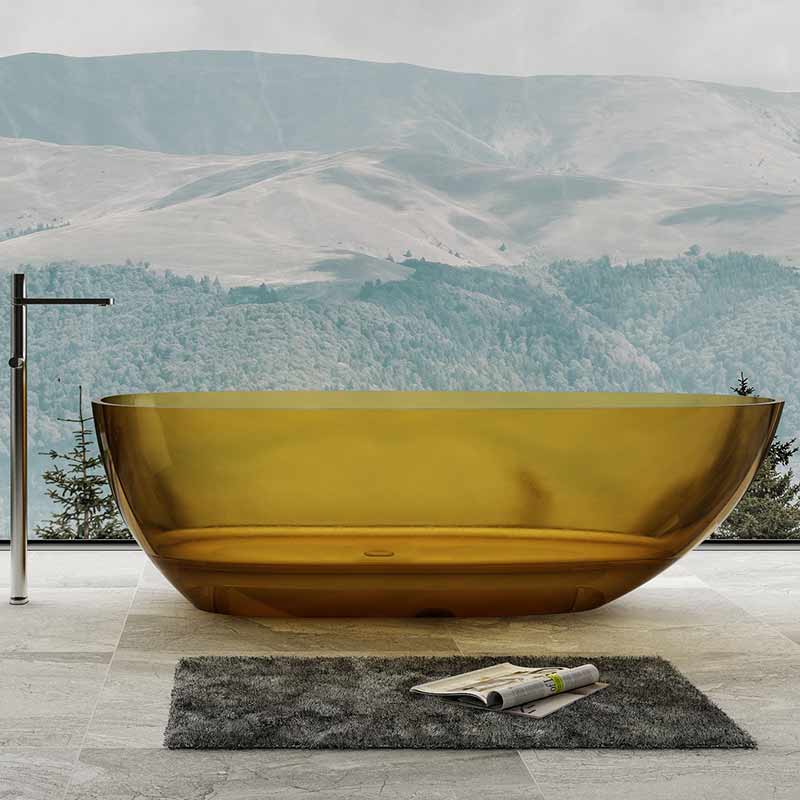 Cada de baie, freestanding, 1500x760x540, din rasina, ovala, auriu transparent, MonBlari