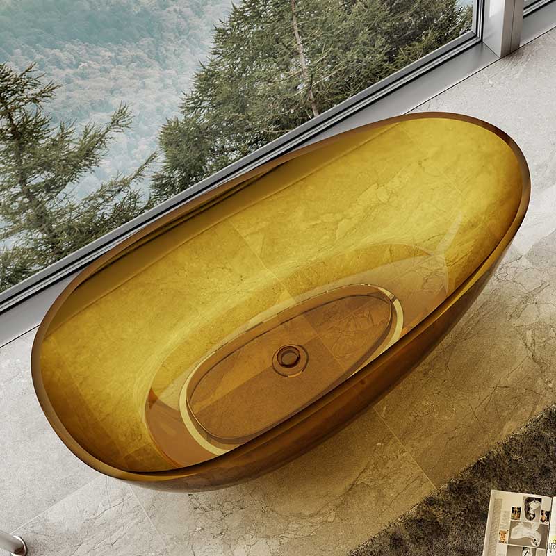 Cada de baie, freestanding, 1500x760x540, din rasina, ovala, auriu transparent, MonBlari