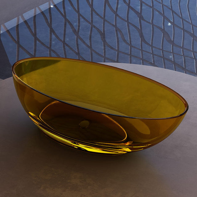 Cada de baie, freestanding, 1500x760x550 mm, din rasina, ovala, auriu transparent,  MonBlari