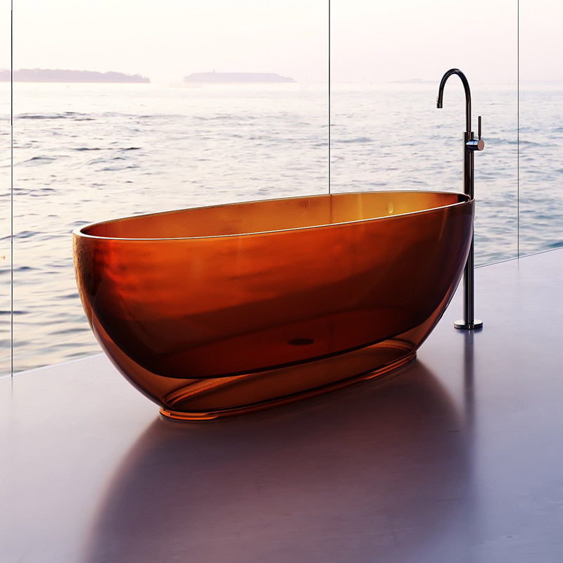 Cada de baie, freestanding, 1500x780x550, din rasina, ovala, rosu caramiziu transparent, MonBlari