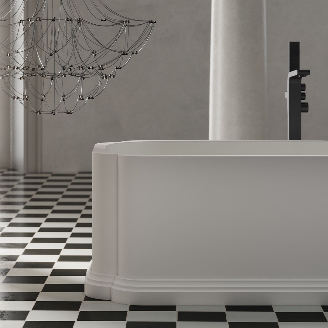 Cada de baie, freestanding, 1556x806x550 mm, alb mat, compozit, forma ovala, MonBlari Chloe
