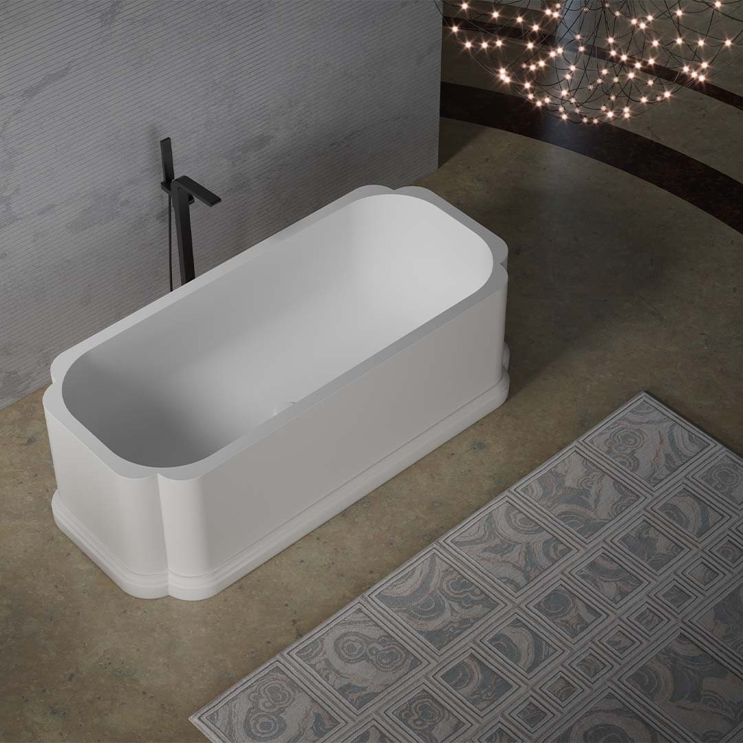 Cada de baie, freestanding, 1556x806x550 mm, alb mat, compozit, forma ovala, MonBlari Chloe