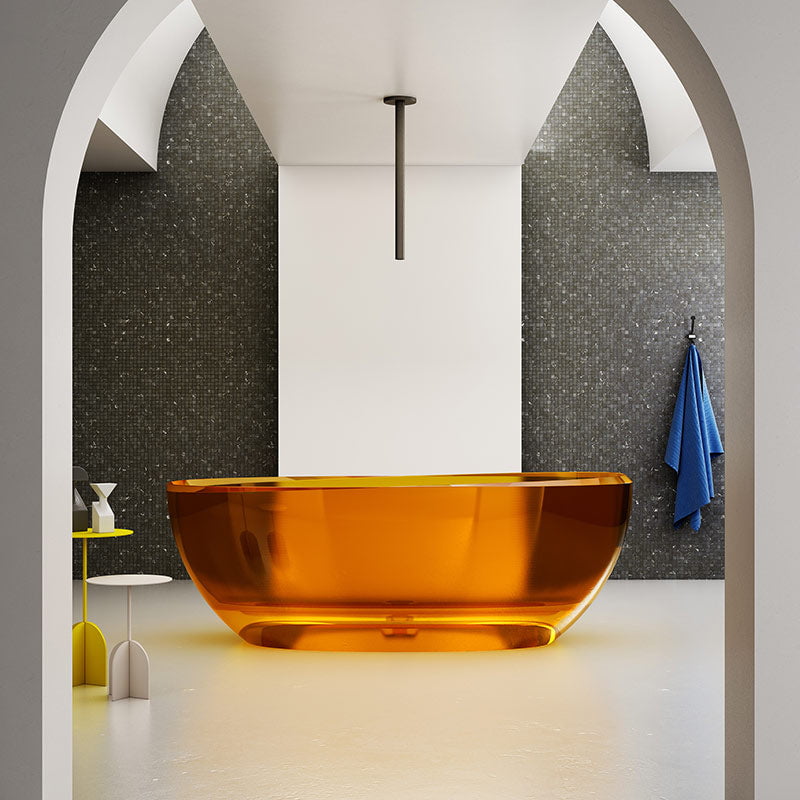 Cada de baie, freestanding, 1600x700x560, din rasina, ovala, portocaliu transparent, MonBlari