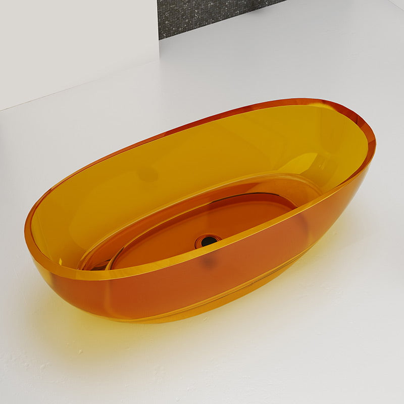 Cada de baie, freestanding, 1600x700x560, din rasina, ovala, portocaliu transparent, MonBlari