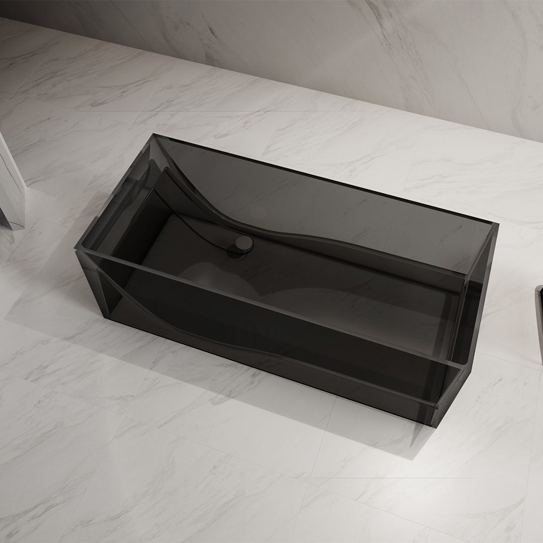Cada de baie, freestanding, 1600x720x550, din rasina, dreptunghiulara, negru mat transparent, MonBlari