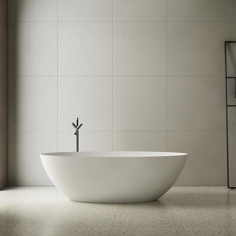 Cada de baie, freestanding, 1600x750x520 mm, din compozit, ovala, alb, MonBlari