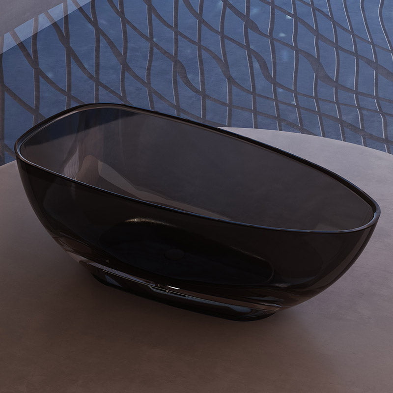 Cada de baie, freestanding, 1600x750x550 mm, din rasina, ovala, negru transparent,  MonBlari