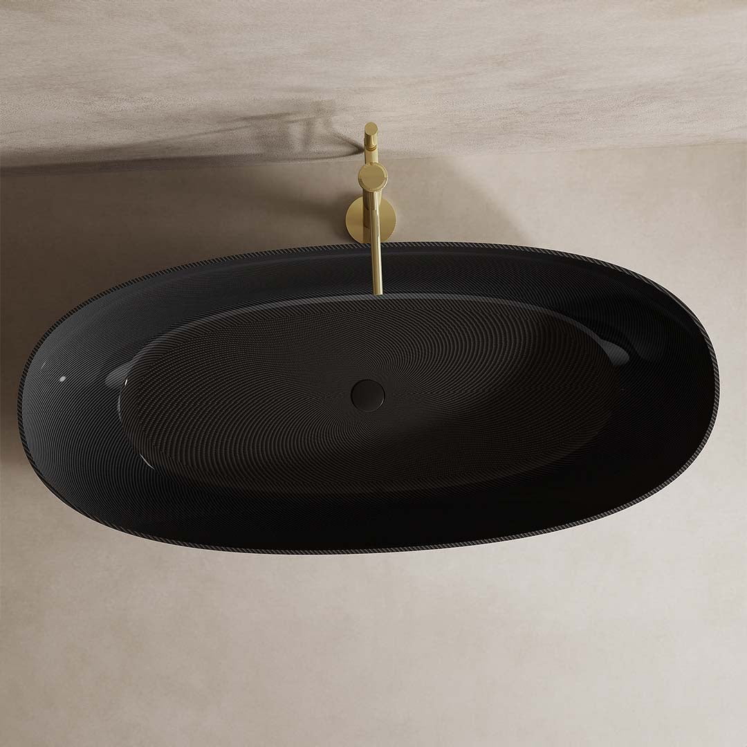 Cada de baie, freestanding, 1600x750x550 mm, negru, din fibra de carbon Twill, MonBlari