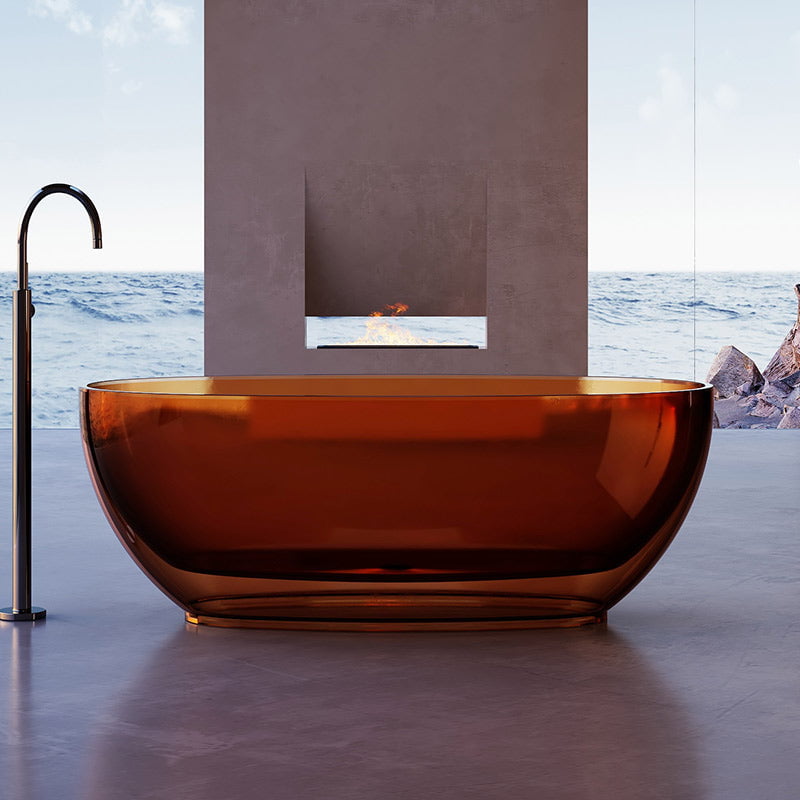 Cada de baie, freestanding, 1600x780x550, din rasina, ovala, rosu caramiziu transparent, MonBlari