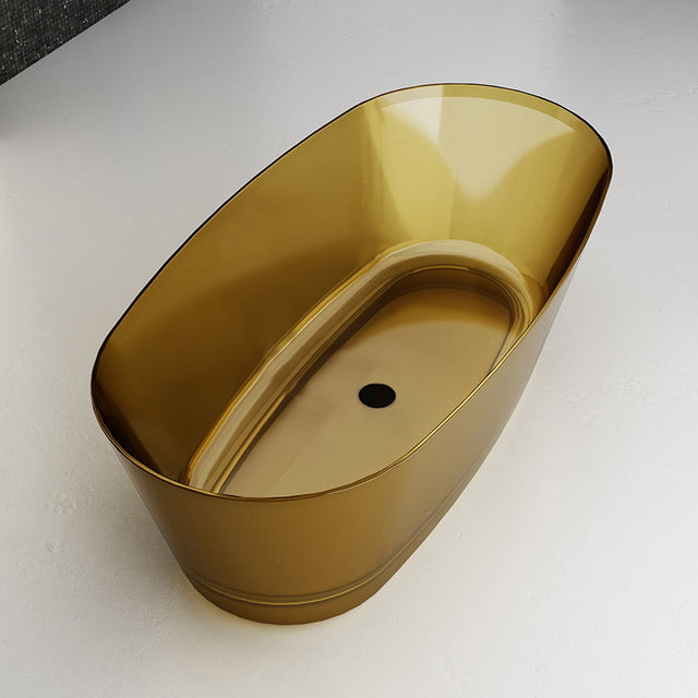 Cada de baie, freestanding, 1600x800x550, din rasina, ovala, auriu transparent, MonBlari