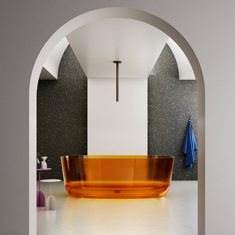 Cada de baie, freestanding, 1600x800x550, din rasina, ovala, portocaliu transparent, MonBlari