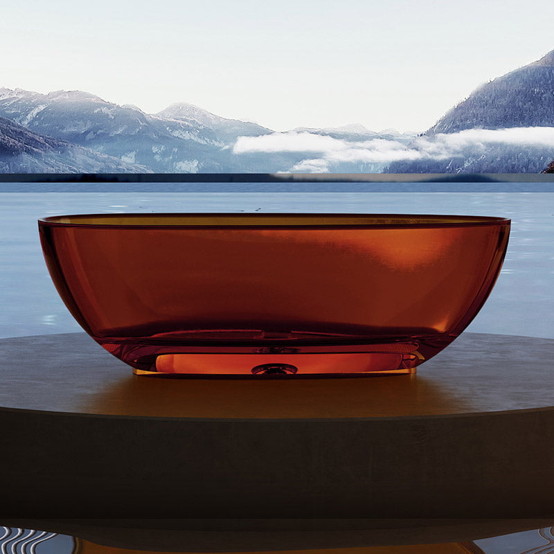 Cada de baie, freestanding, 1600x800x550 mm, din rasina, ovala, maro transparent,  MonBlari