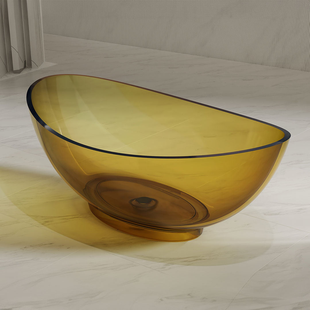 Cada de baie, freestanding, 1600x800x560, din rasina, ovala, galben transparent, MonBlari