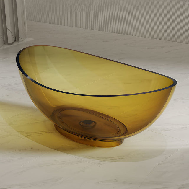 Cada de baie, freestanding, 1600x800x560, din rasina, ovala, galben transparent, MonBlari