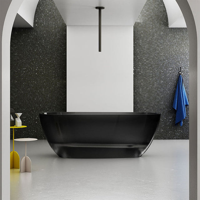 Cada de baie, freestanding, 1700x700x600, din rasina, ovala, negru mat transparent, MonBlari