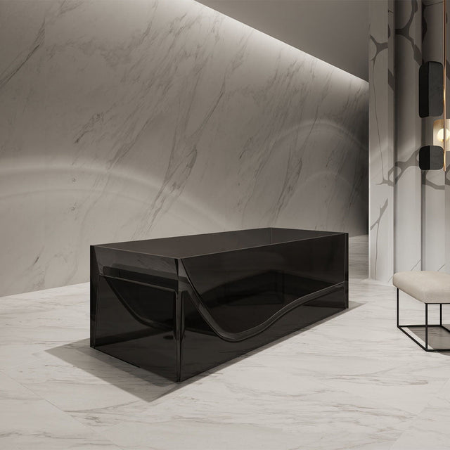 Cada de baie, freestanding, 1700x720x550, din rasina, dreptunghiulara, negru mat transparent, MonBlari