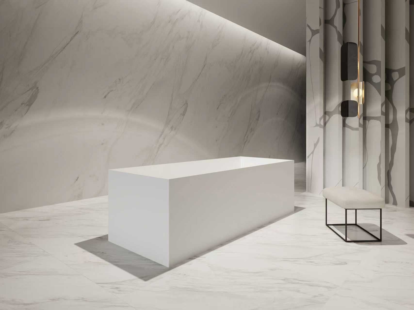 Cada de baie, freestanding, 1700x720x550 mm, din compozit, dreptunghiulara, alb mat, MonBlari