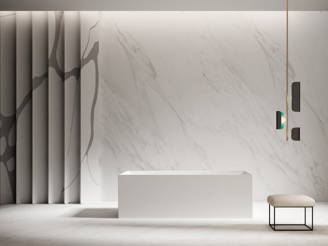 Cada de baie, freestanding, 1700x720x550 mm, din compozit, dreptunghiulara, alb mat, MonBlari