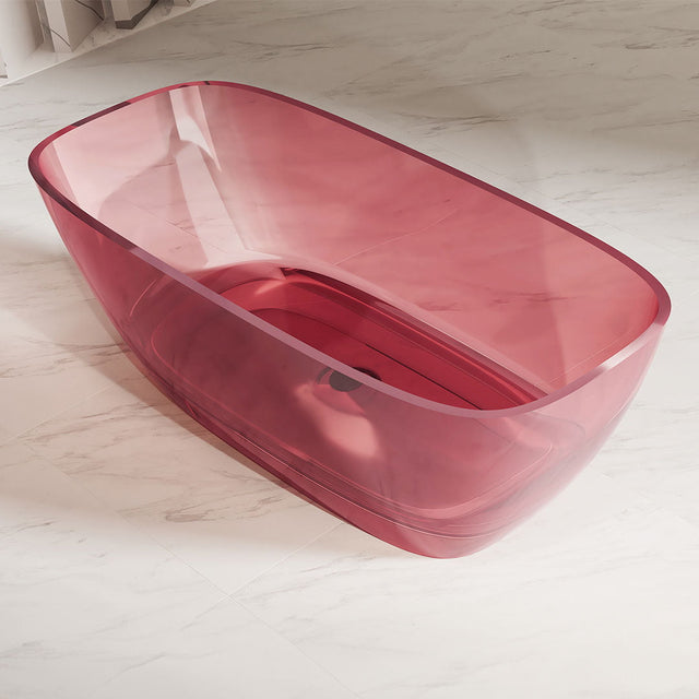 Cada de baie, freestanding, 1700x720x560, din rasina, ovala, roz transparent, MonBlari