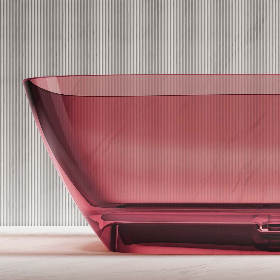 Cada de baie, freestanding, 1700x720x560, din rasina, ovala, roz transparent, MonBlari