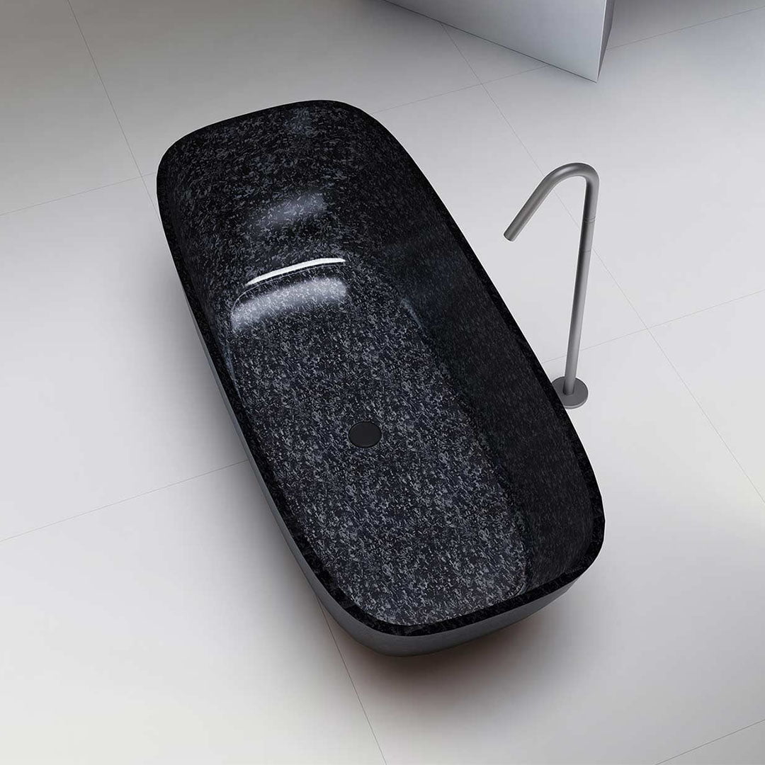 Cada de baie, freestanding, 1700x720x560 mm, negru, din fibra de carbon Mozaic, forma semi-ovala, MonBlari