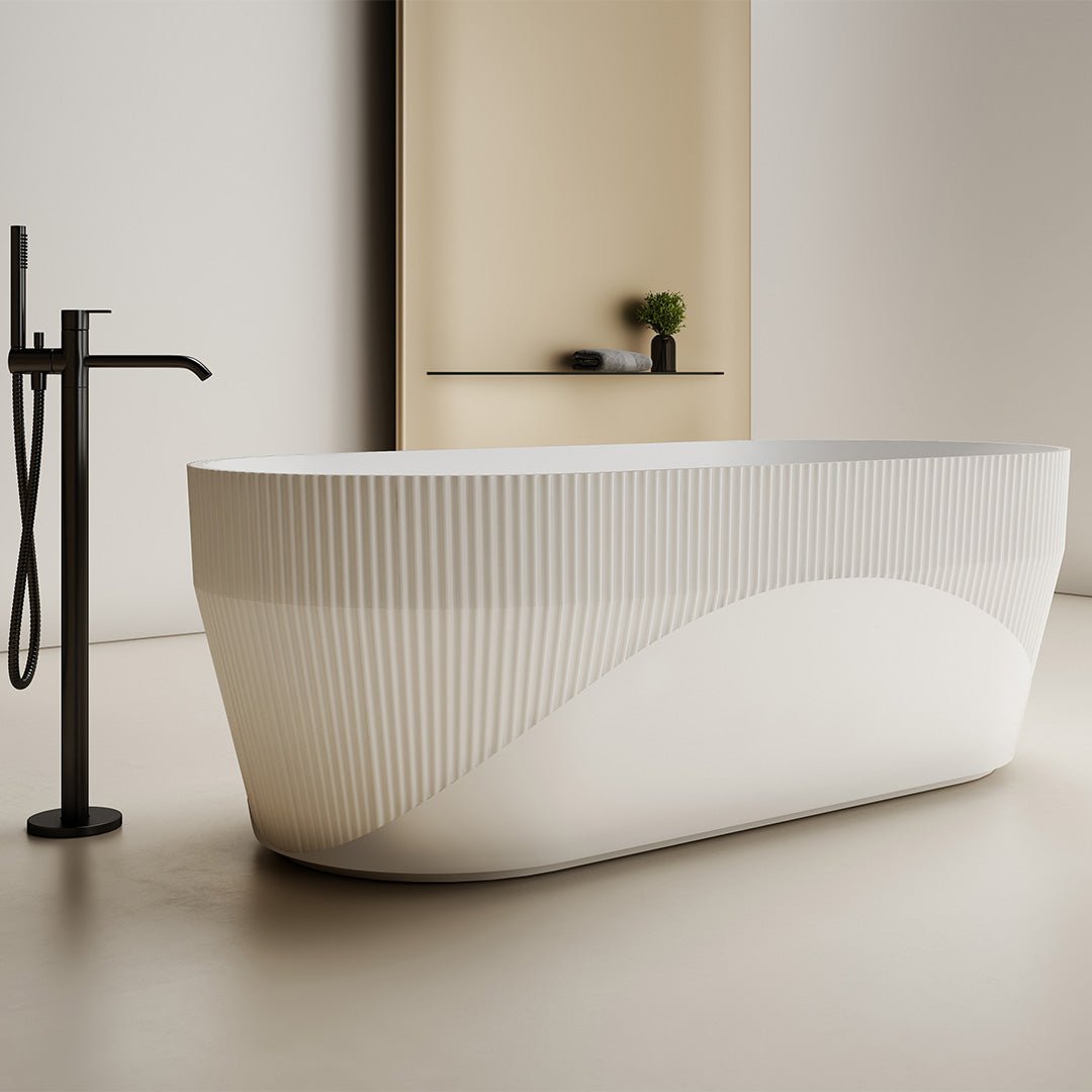 Cada de baie, freestanding, 1700x750x550, din compozit, ovala, alb mat, MonBlari