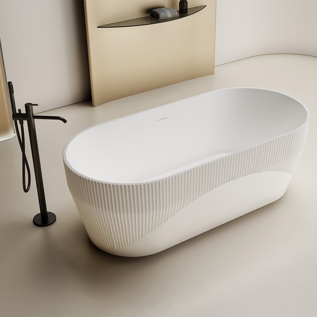 Cada de baie, freestanding, 1700x750x550, din compozit, ovala, alb mat, MonBlari