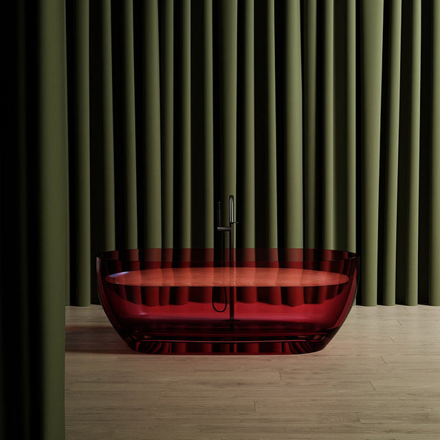Cada de baie, freestanding, 1700x750x550, din rasina, ovala, rosu transparent, MonBlari
