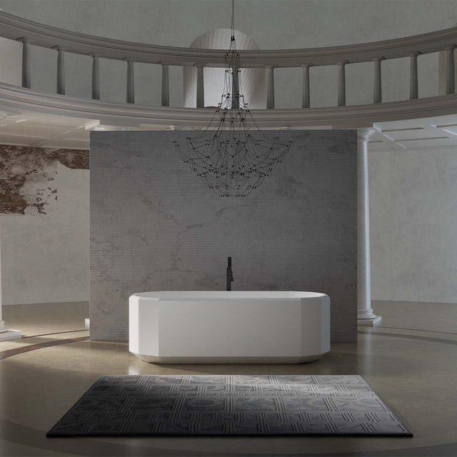 Cada de baie, freestanding, 1700x750x550 mm, alb mat, compozit, forma ovala, MonBlari Beryl