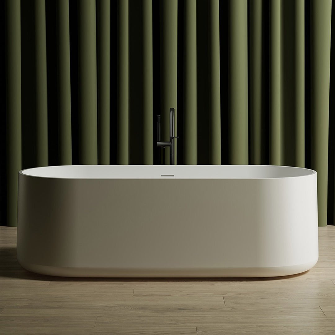 Cada de baie, freestanding, 1700x750x550 mm, din compozit, ovala, alb mat, MonBlari