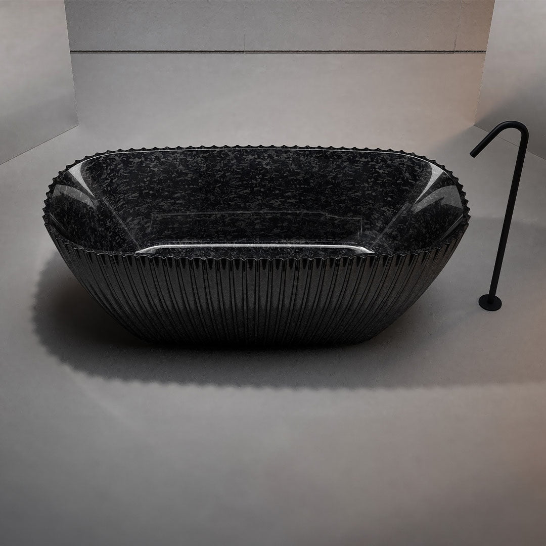 Cada de baie, freestanding, 1700x750x580 mm, negru, din fibra de carbon, ovala, finisaj mat, MonBlari