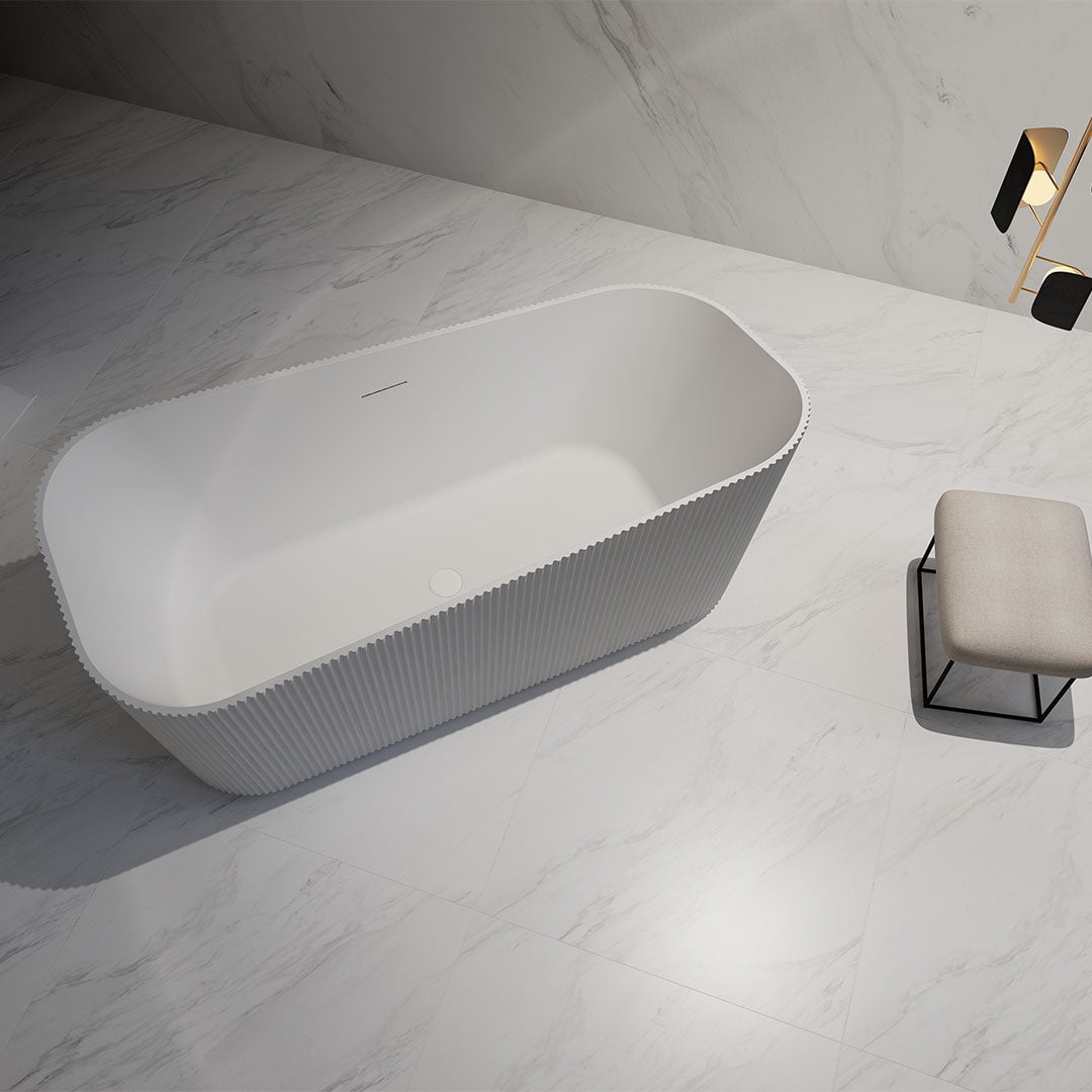 Cada de baie, freestanding, 1700x750x700, din acril, alb mat, riflat, MonBlari