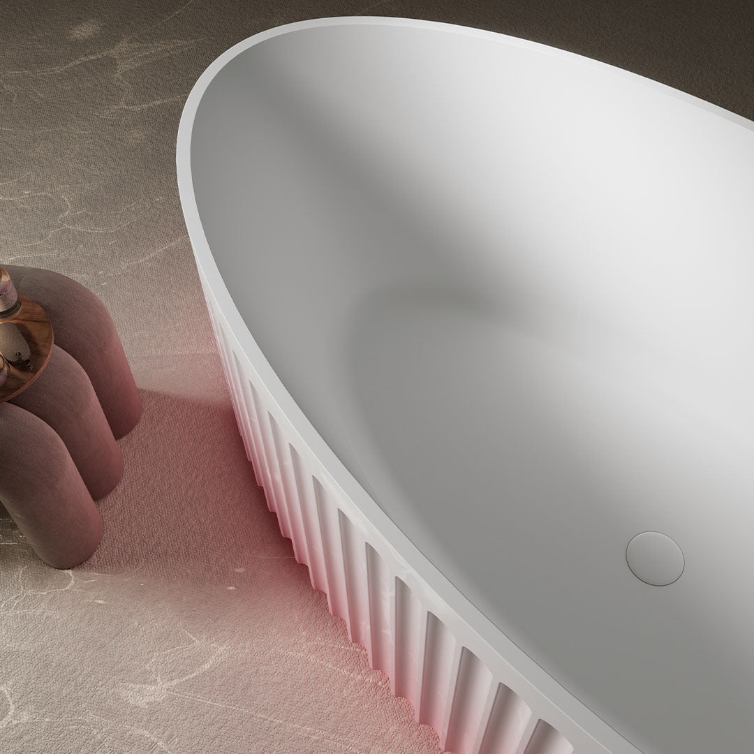 Cada de baie, freestanding, 1700x760x550mm, alb, din compozit, ovala, finisaj mat, MonBlari