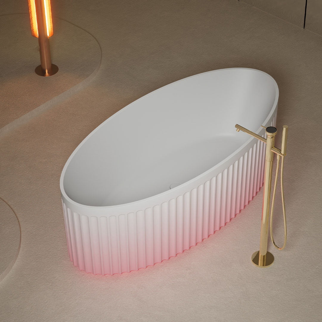 Cada de baie, freestanding, 1700x760x550mm, alb, din compozit, ovala, finisaj mat, MonBlari