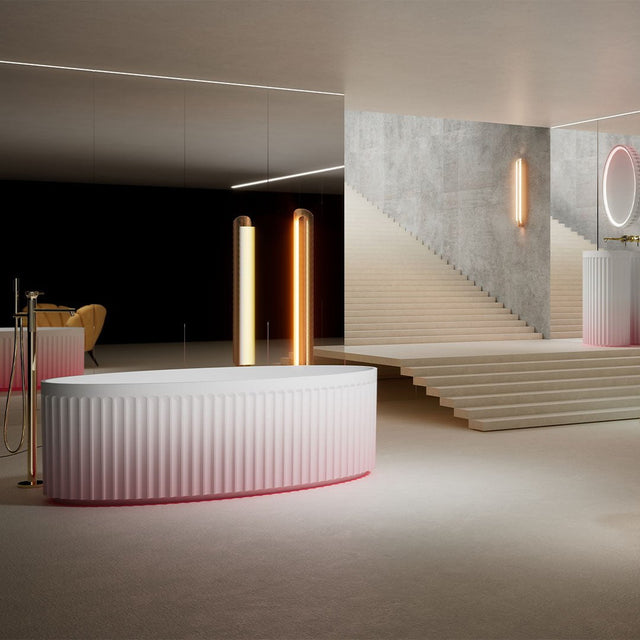 Cada de baie, freestanding, 1700x760x550mm, alb, din compozit, ovala, finisaj mat, MonBlari