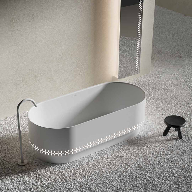 Cada de baie, freestanding, 1700x780x550 mm, alb, din compozit, ovala, finisaj mat, MonBlari