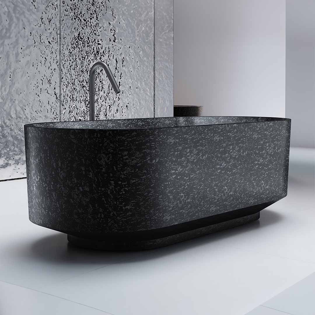 Cada de baie, freestanding, 1700x780x550 mm, negru, din fibra de carbon Mozaic, forma ovala, MonBlari