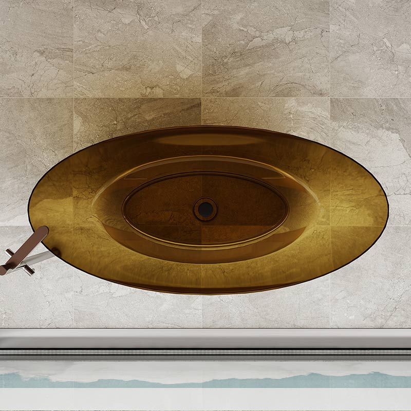 Cada de baie, freestanding, 1700x800x520, din rasina, ovala, auriu transparent, MonBlari