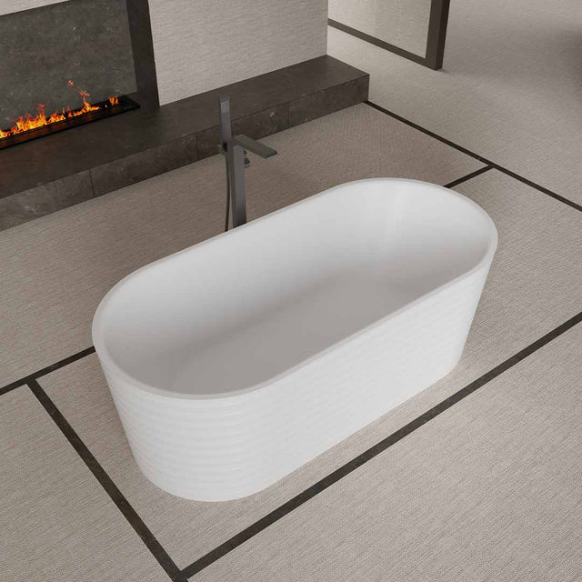 Cada de baie, freestanding, 1700x800x550, din compozit, oval, alb, MonBlari