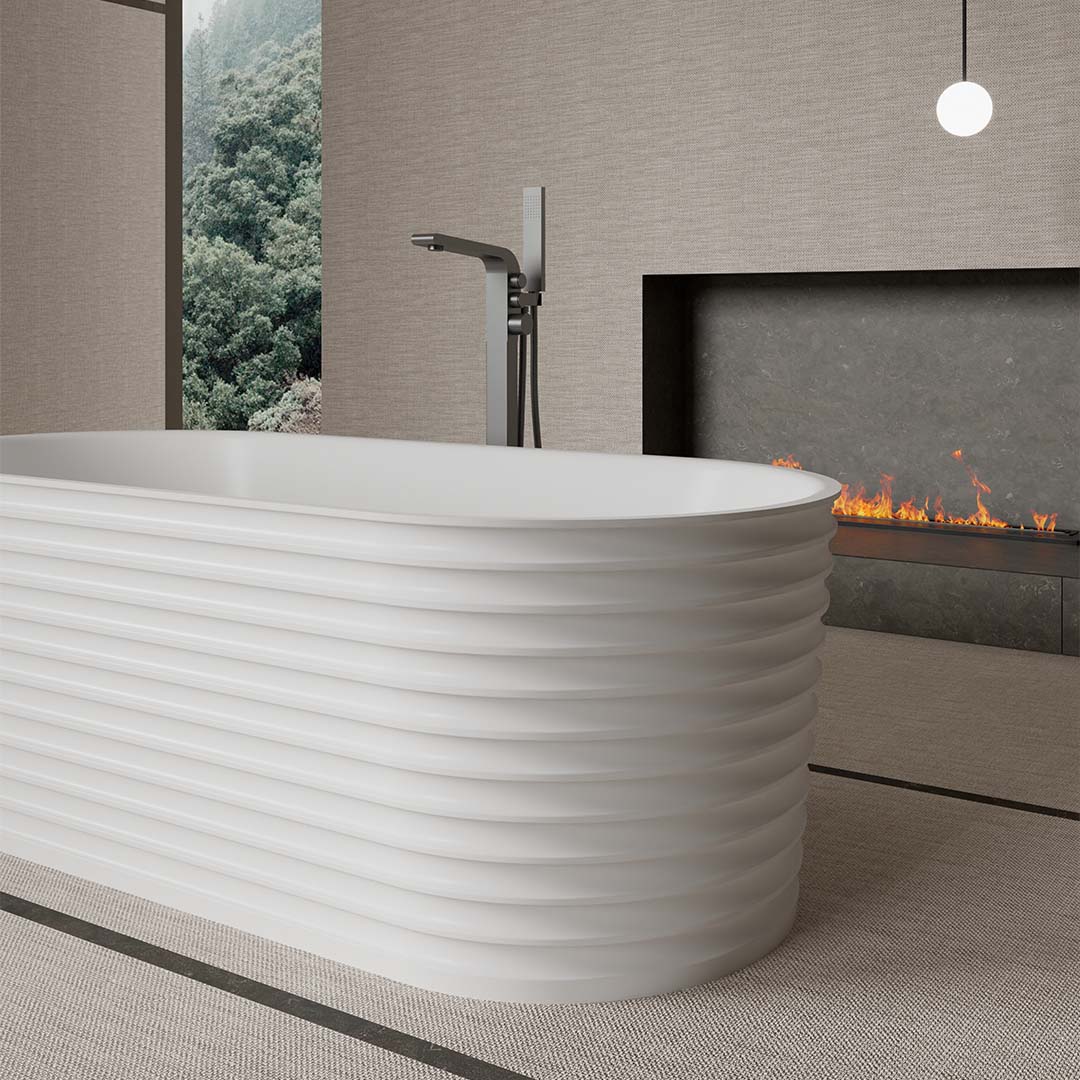 Cada de baie, freestanding, 1700x800x550, din compozit, oval, alb, MonBlari