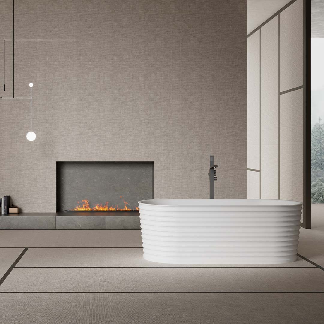 Cada de baie, freestanding, 1700x800x550, din compozit, oval, alb, MonBlari