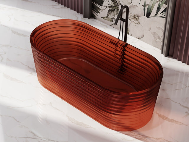 Cada de baie, freestanding, 1700x800x550, din rasina, rosu transparent, finisaj mat, MonBlari