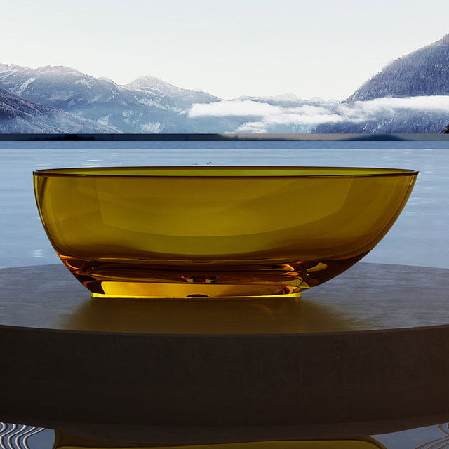 Cada de baie, freestanding, 1700x800x550 mm, din rasina, ovala, auriu transparent,  MonBlari